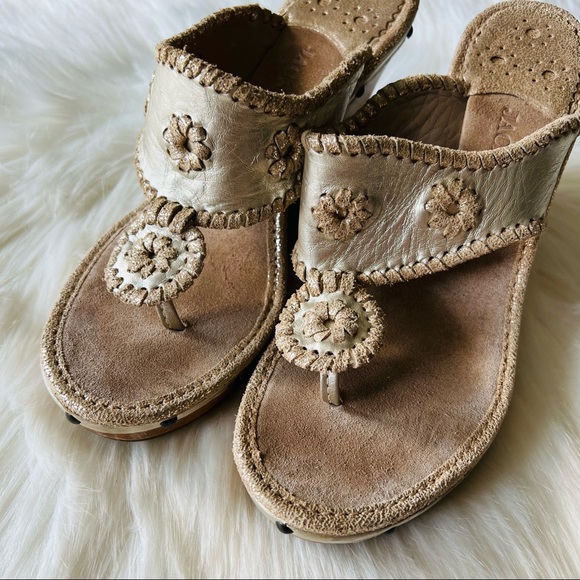 Jack Rogers Wood Wedges Sandals Shoes Sz 7 - Picture 2 of 9